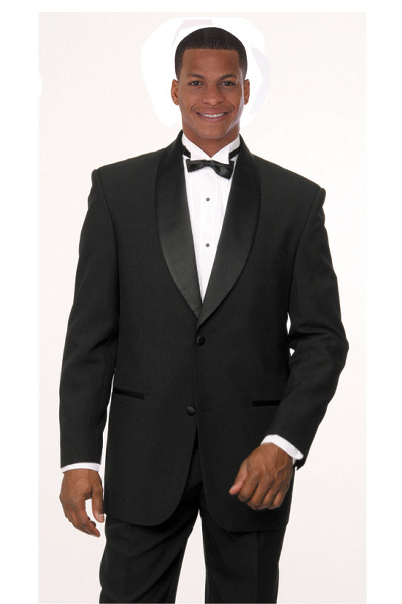 Mens 2 Button Basic Shawl Lapel Tuxedo in Black