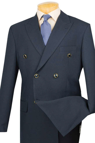 Mens Double Breasted Rayon Fabric Dress Blazer in Navy