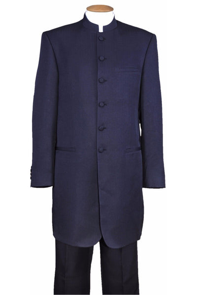 Mens 6 Button Long Mandarin Banded Collar Suit in Navy 1 6905H-Navy-38R  - from alligatorwarehouse.com