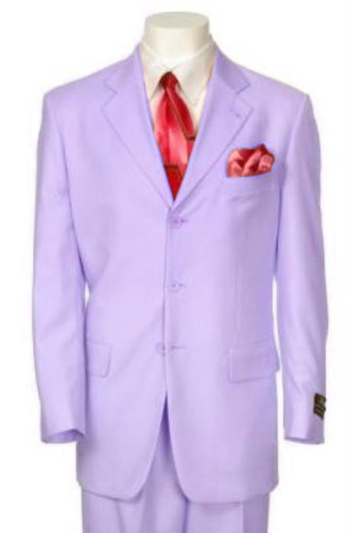 Mens 3 Button Polyester Fashion Suit in Lavender