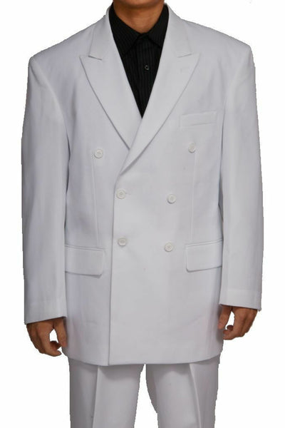 Mens Double Breasted Polyester Fashion Suit in White 1 901P-White-38R  - from alligatorwarehouse.com