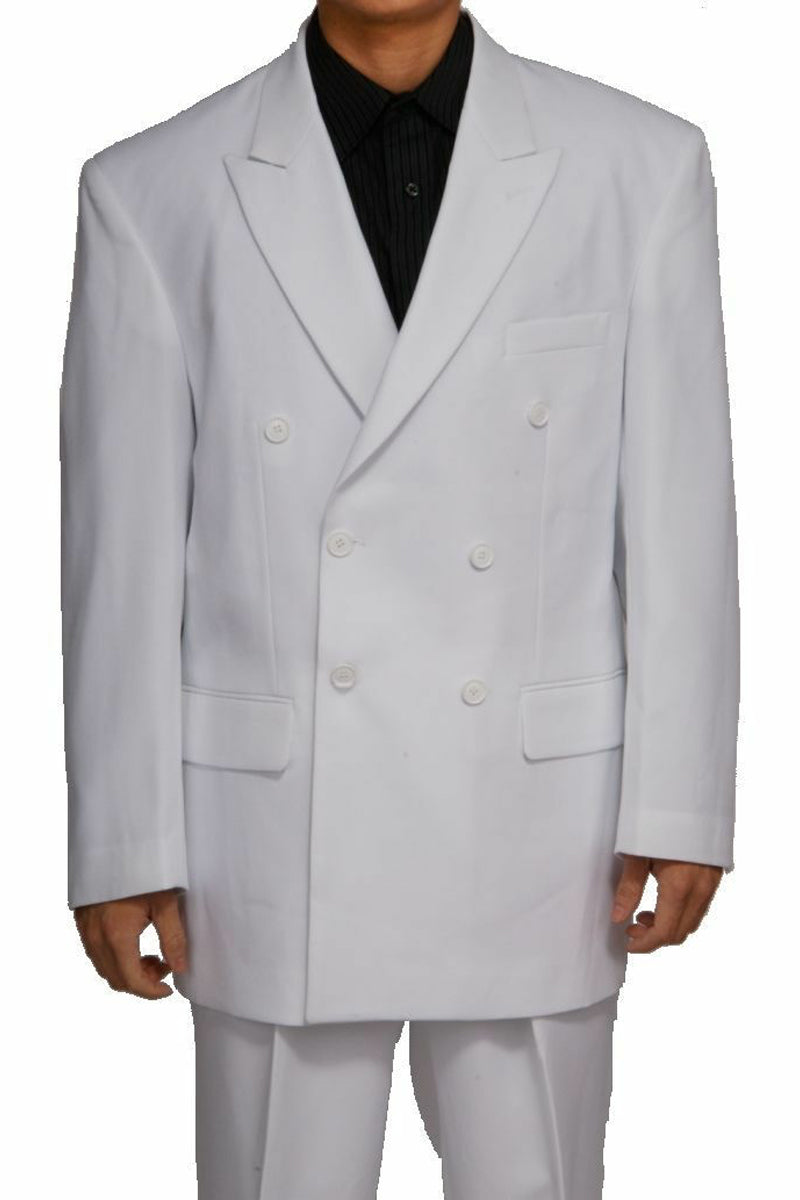 Mens Double Breasted Polyester Fashion Suit in White