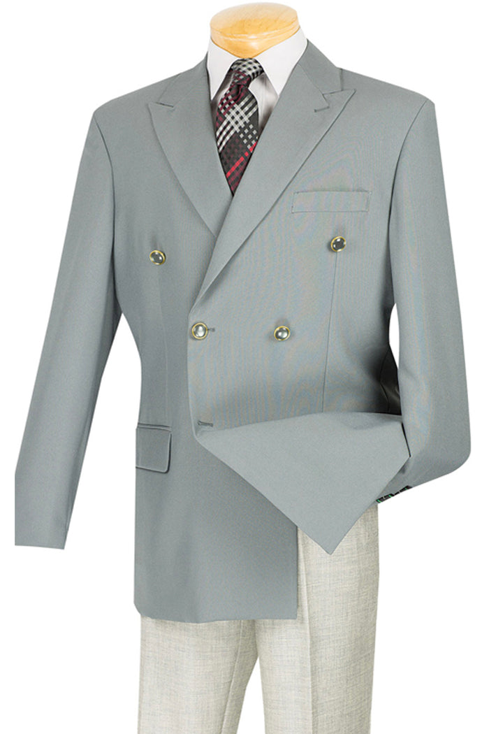 Mens Double Breasted Rayon Fabric Dress Blazer in Grey
