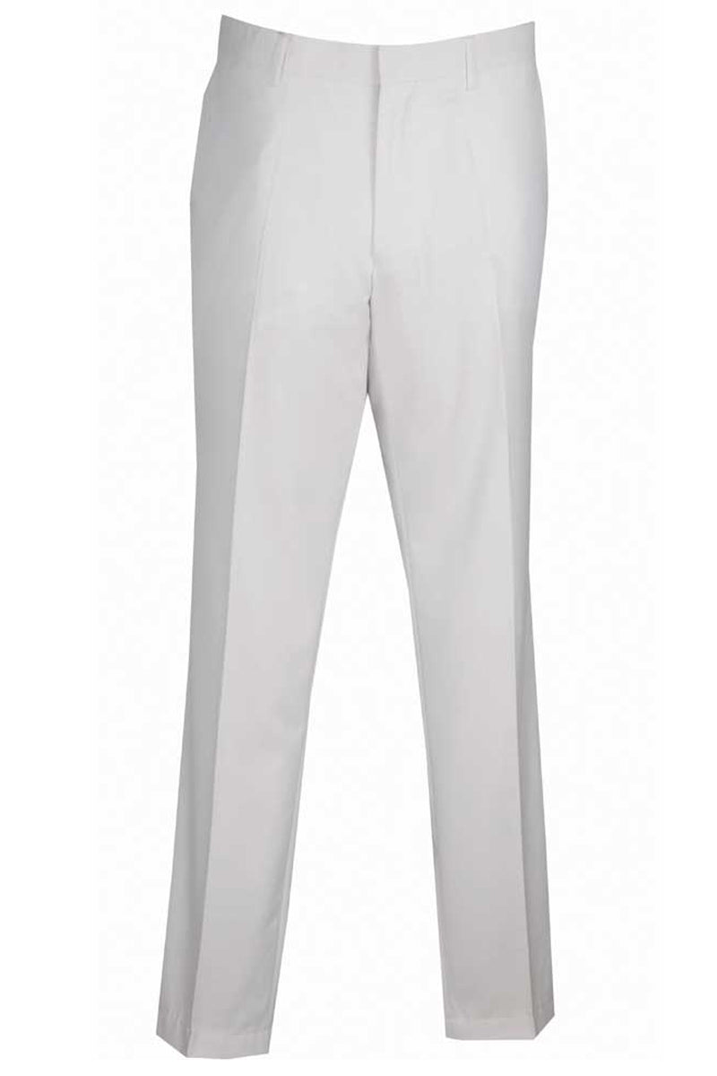 Mens Skinny Fit Wool Feel Flat Front Dress Slacks in White